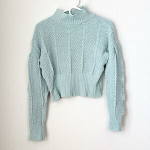 ASOS Generation K cropped blue mock-neck sweater EUC size small 24C